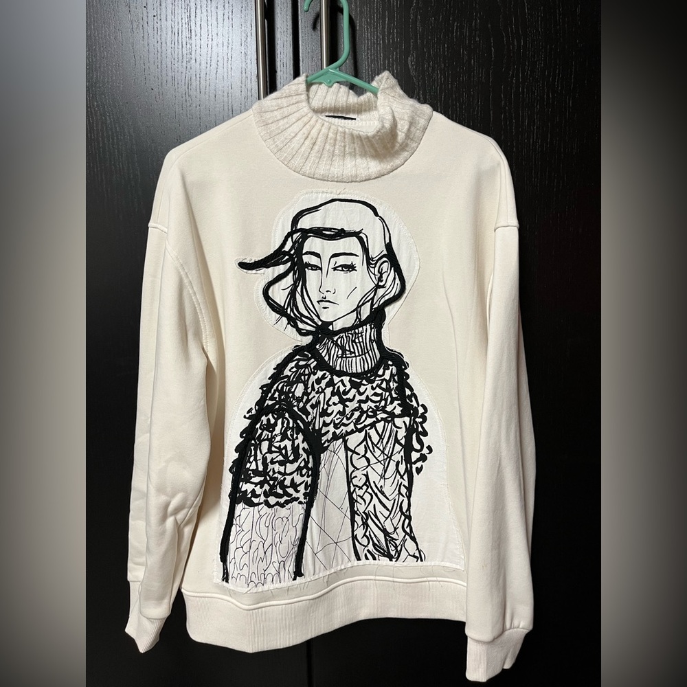 Zara Sweater - Fashion Print - White - Medium